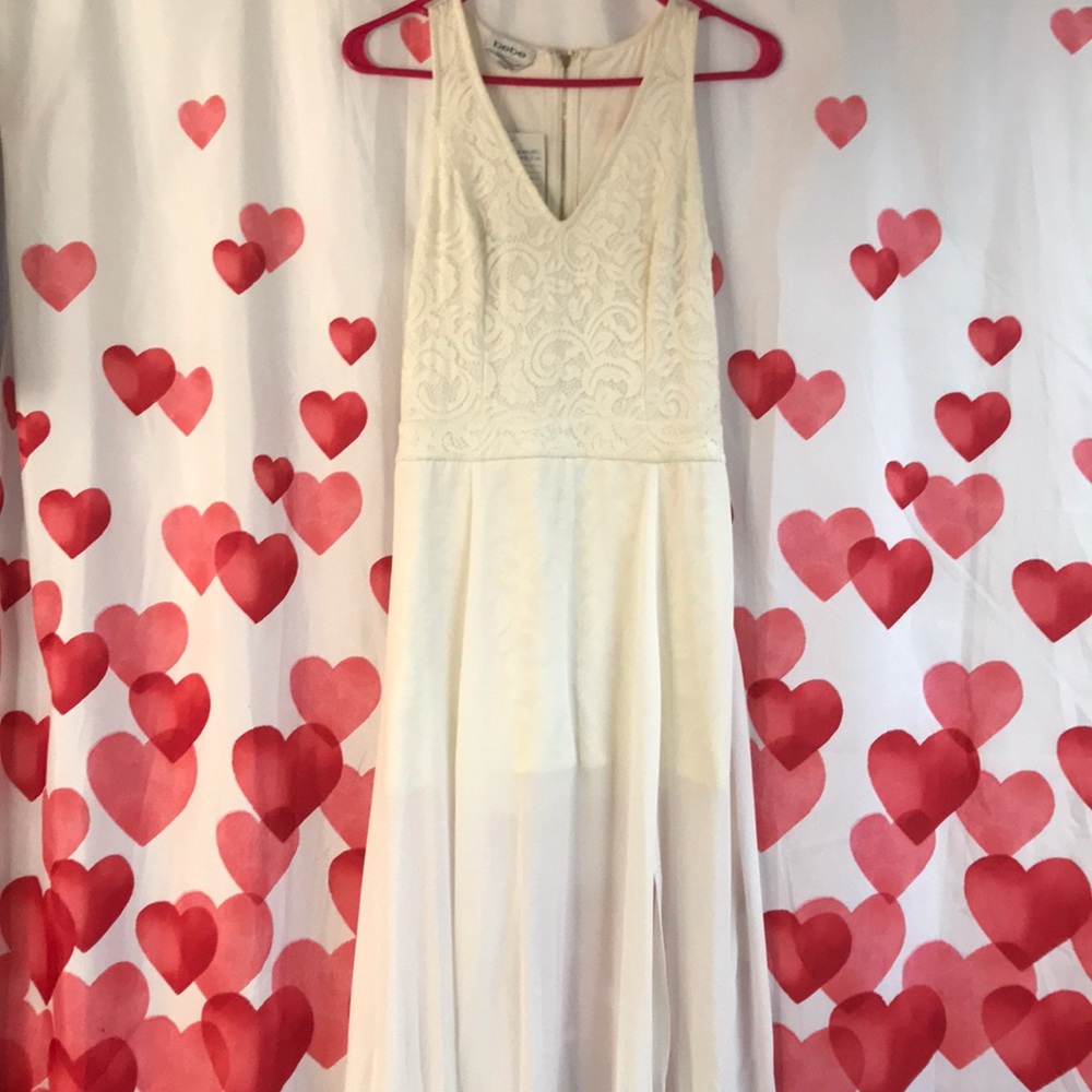Bebe White Lace Romper Dress